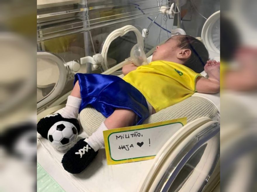 Fotos: Hospital de Curitiba veste bebês prematuros com camisa do Brasil e envia mensagens de incentivo para Seleção