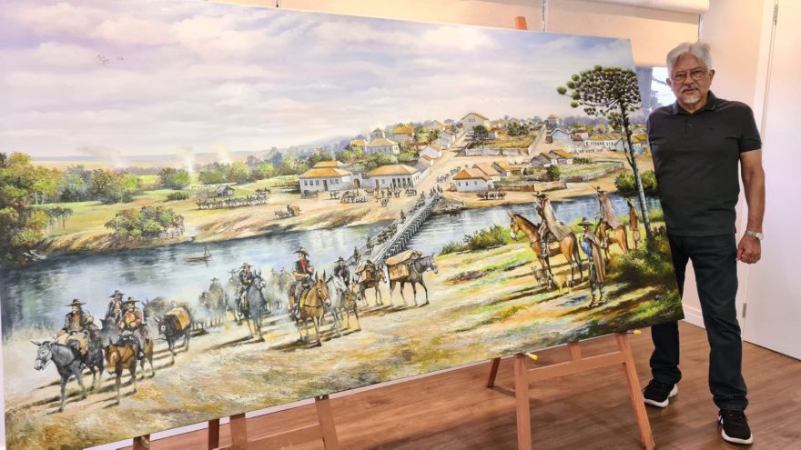 Obra de arte que retrata a passagem dos tropeiros por Castro é inaugurada